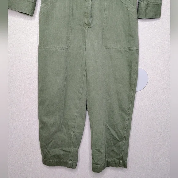 Tradlands Avocado Green Cotton Utility Jumpsuit Sz L - Picture 6 of 16